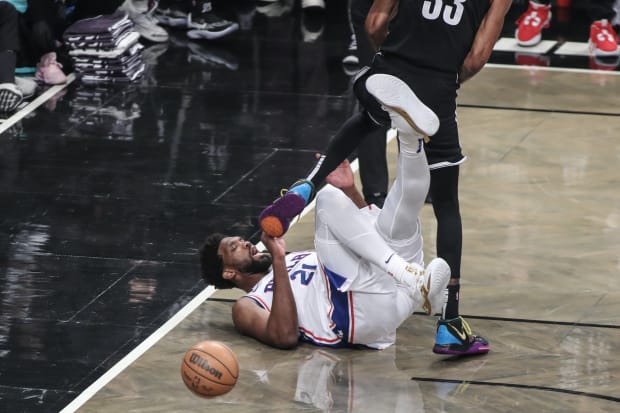Joel Embiid Called for Flagrant Foul After Low Kick on Nic Claxton