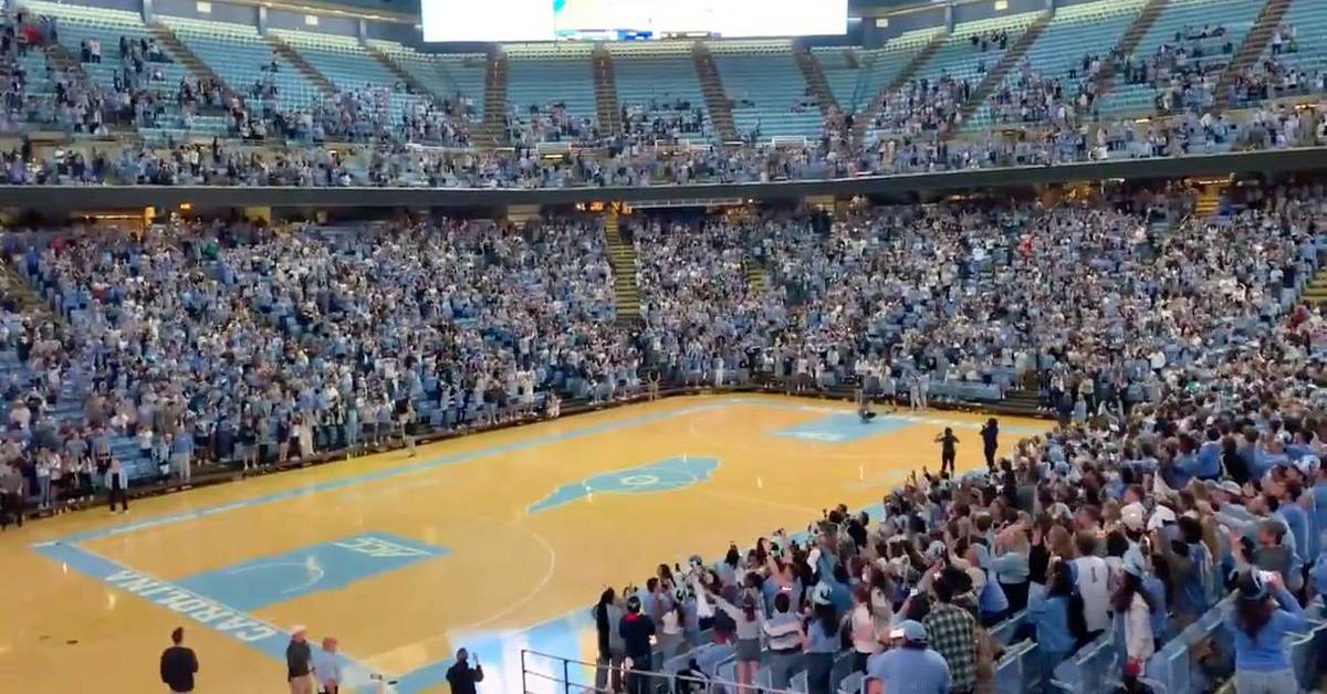 UNC fans celebrate on Dean Dome floor, Franklin Street after beating