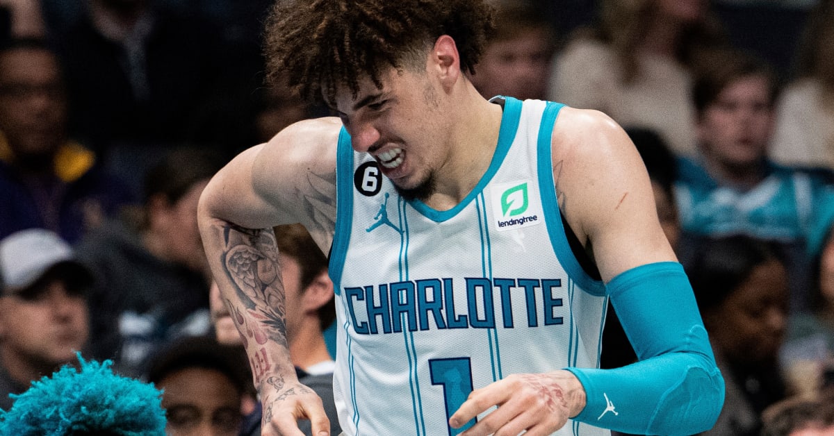 LaMelo Ball Suffers Apparent Injury After Running Into Courtside Fan ...