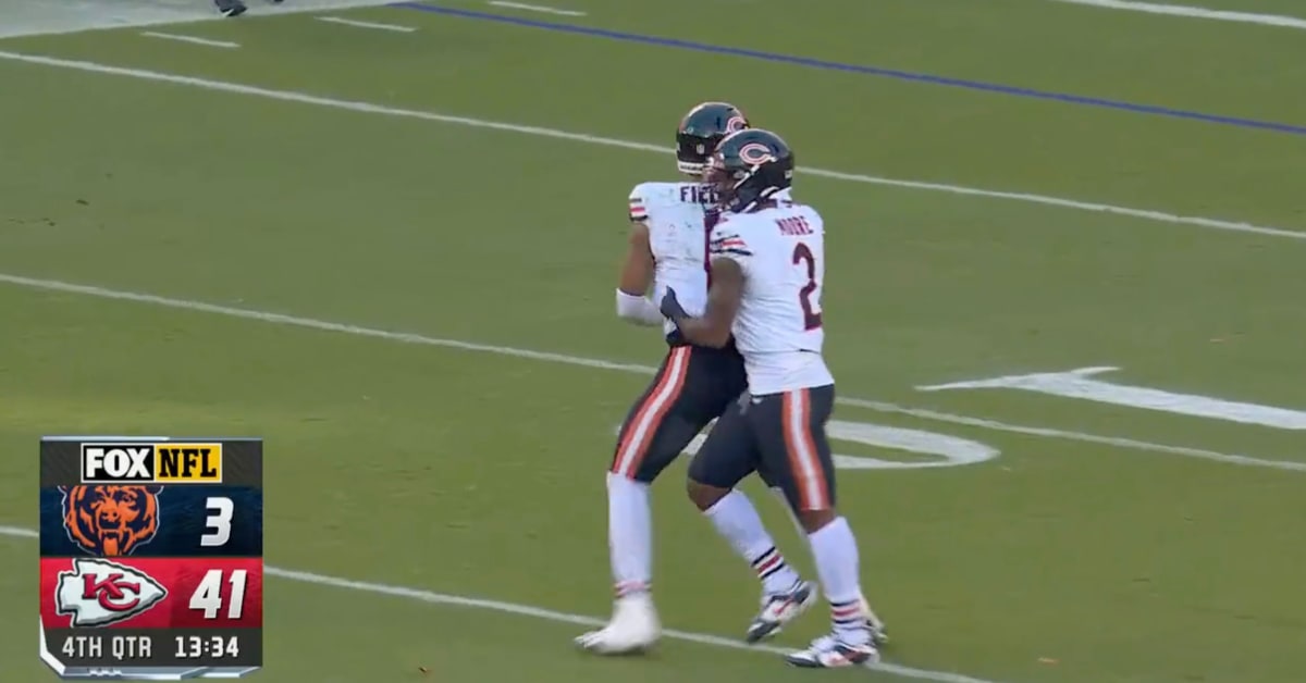 NFL Fans Loved Bears WR DJ Moore Stepping in to Get Justin Fields Help After Big Hit