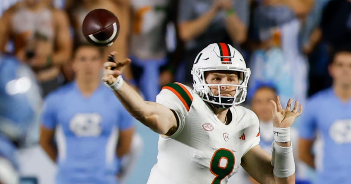 Miami Hurricanes Quarterback Tyler Van Dyke Not With Starting Unit, Emory Williams Taking Snaps