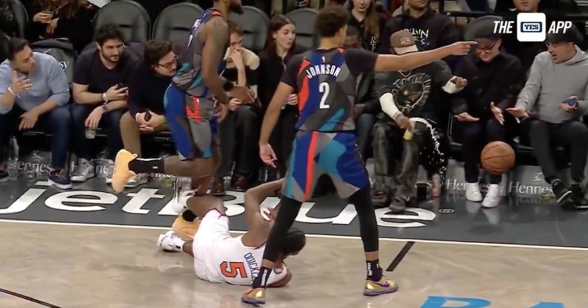 Nets Announcer Had Perfect Call of Travis Scott’s Drink Getting Crushed