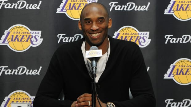 Kobe Bryant at a press conference