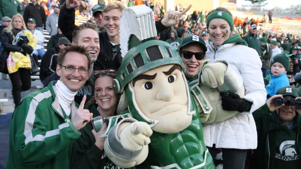 Sparty and the fans think the Spartans are #1.  Photo courtesy of Mark Boomgaard.