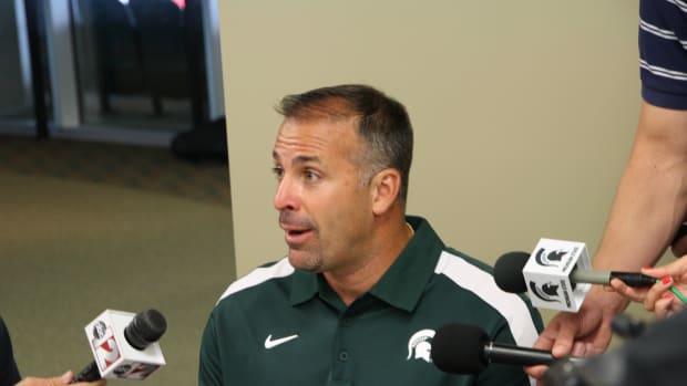 Pat Narduzzi for the first time since he came to MSU has a lot to smile about with his Spartan defense.