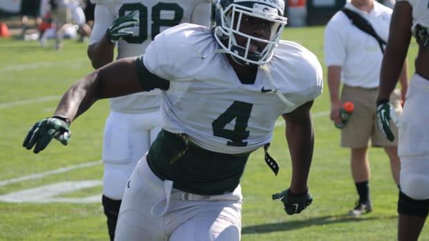 Spartan DL Malik McDowell looking for a big spring for the Spartans.
