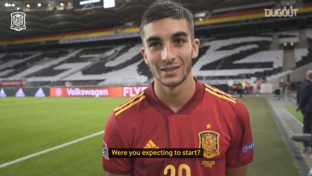 Ferran Torres shares his joy after making his Spain debut