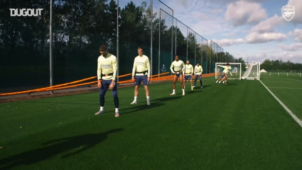 Arsenal defenders face aerobic drills in training