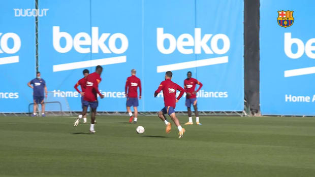 Barça's double training session