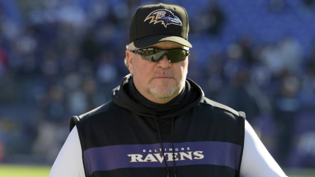 Closeup of Ravens defensive coordinator Don "Wink" Martindale