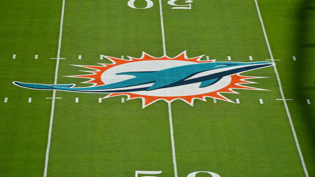 Dolphins logo at midfield.