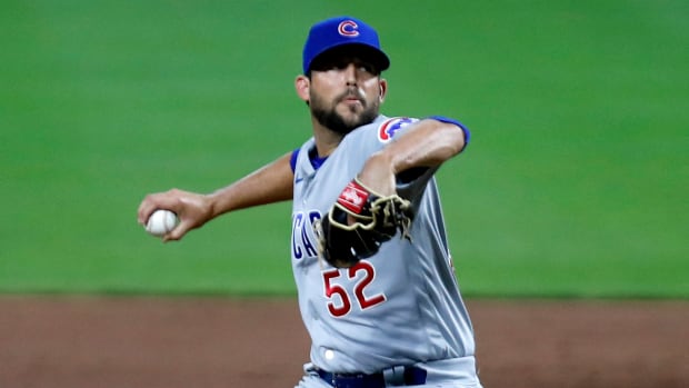 Cubs reliever Ryan Tepera throws a pitch