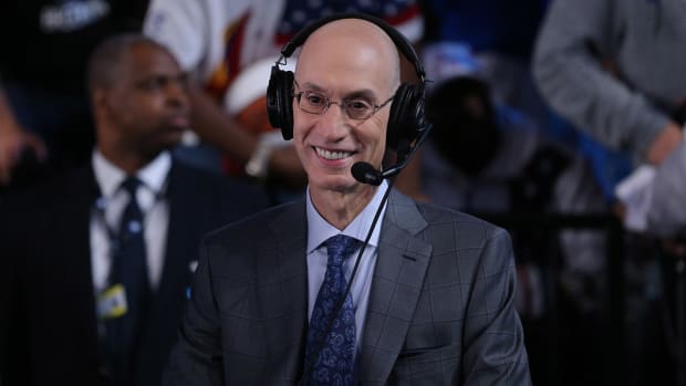 NBA commissioner Adam Silver speaks to the media