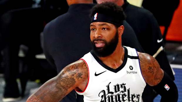 LA Clippers forward Marcus Morris Sr. (31) reacts to a call during the second quarter against the Denver Nuggets