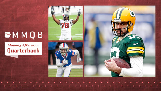 Bucs offensive lineman Tristan Wirfs; Bills wide receiver Cole Beasley; Packers quarterback Aaron Rodgers