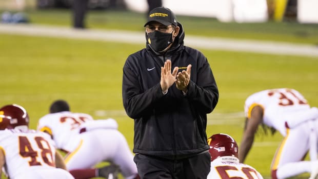 Jan 3, 2021; Philadelphia, Pennsylvania, USA; Washington Football Team head coach Ron Rivera before action against the Philadelphia Eagles at Lincoln Financial Field.