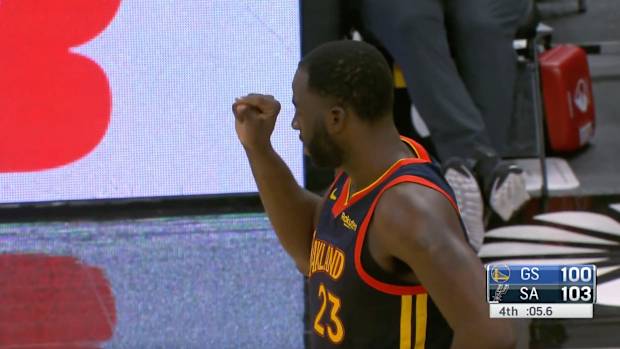 Draymond Green reacts after bad shot at end of Warriors-Spurs