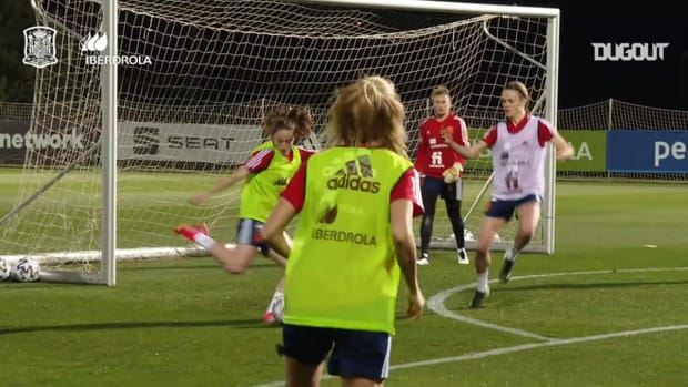 Spain women’s national team play game in training