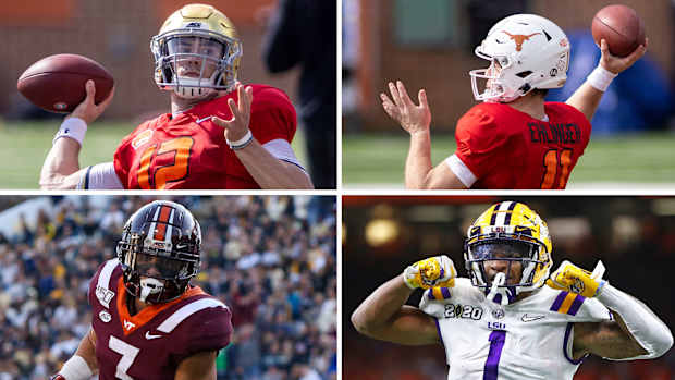 Clockwise: Ian Book, Sam Ehlinger, Caleb Farley, Ja'Marr Chase