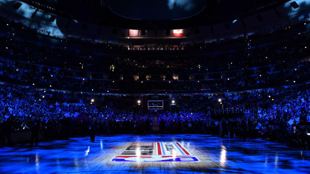 NBA All-Star Weekend court ahead of the game