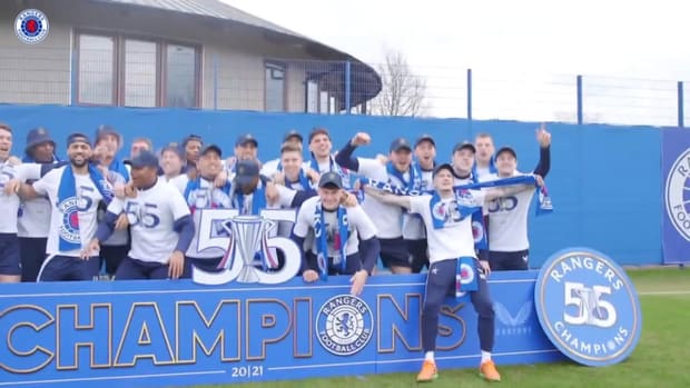 Rangers stars celebrate winning league title