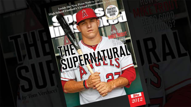 A 2012 Mike Trout cover is featured in Topps and Sports Illustrated's commemorative trading card series