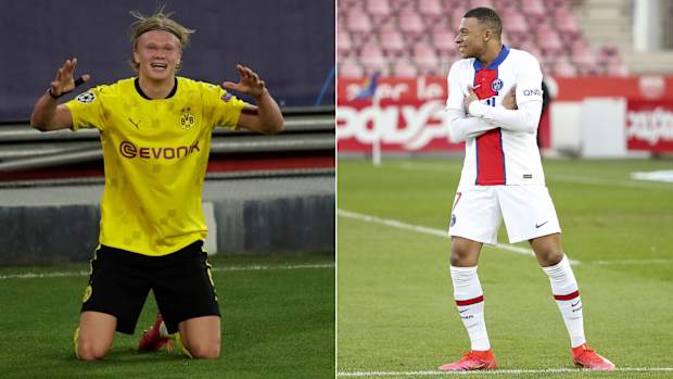 Dortmund's Erling Haaland and PSG's Kylian Mbappe