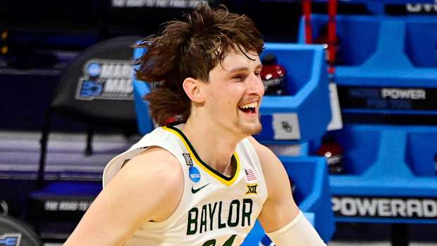 Baylor Bears guard Matthew Mayer (24) celebrates