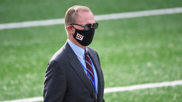 Dec 13, 2020; East Rutherford, New Jersey, USA; New York Giants co-owner John Mara looks on before a game against the Arizona Cardinals at MetLife Stadium.
