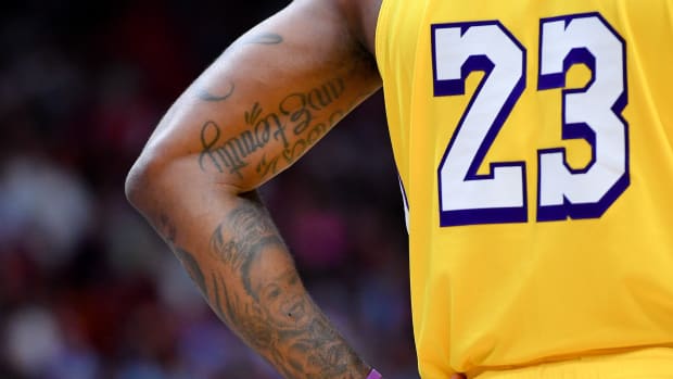 LeBron James tattoos on left arm