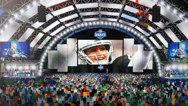 Jan 30, 2020; Miami, Florida, USA; Artist rendering of the 2020 NFL Draft viewing zone in Las Vegas in front of the High Roller observation wheel during the Super Bowl LIV Experience at the Miami Beach Convention Center.