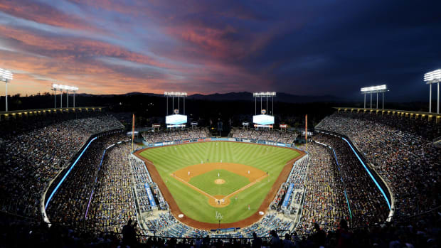 July 24, 2019; Los Angeles, CA, USA; General view as the Los Angeles Dodgers play against the Los Angeles Angels during the fourth inning at Dodger Stadium. The Dodgers will host the 2020 MLB all star game. Mandatory Credit: Gary A. Vasquez-USA TODAY Sports