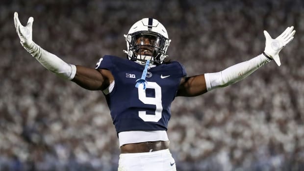 Penn State cornerback Joey Porter Jr. was taken at the top of the second round by his father's Steelers.