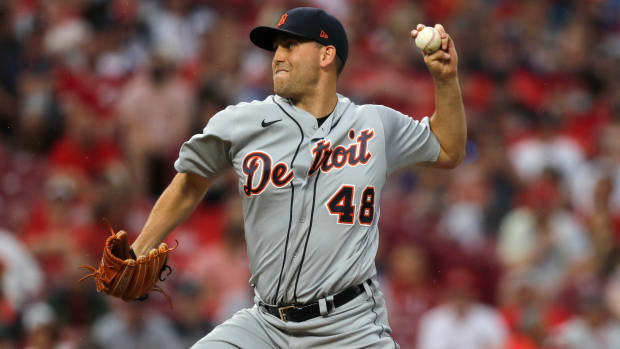 Sep 4, 2021; Cincinnati, Ohio, USA; Detroit Tigers starting pitcher Matthew Boyd (48) throws a pitch against the Cincinnati Reds during the first inning at Great American Ball Park. Mandatory Credit: David Kohl-USA TODAY Sports