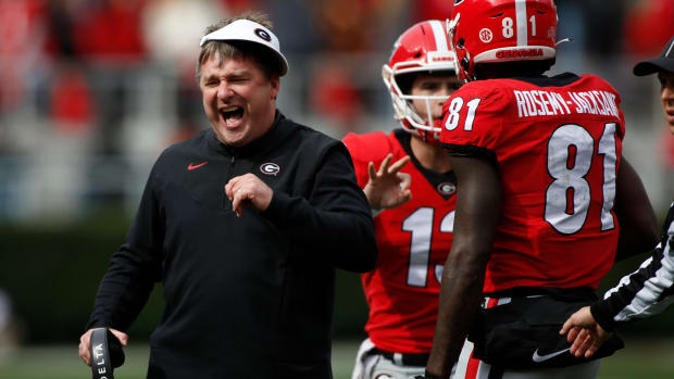 Kirby Smart on the sideline for Georgia.