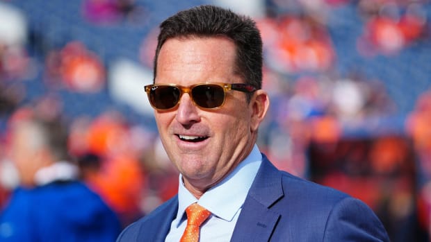 Denver Broncos general manager George Paton before the game against the Los Angeles Chargers at Empower Field at Mile High.