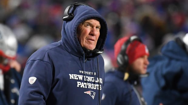 Bill Belichick on the sideline during a Monday Night Football win over the Bills in Buffalo