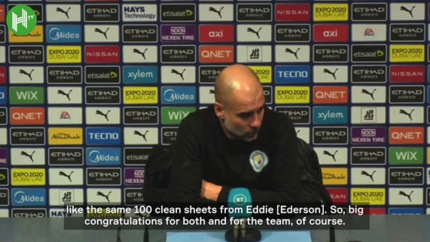 Pep Guardiola on Sterling and Ederson's achievements, yellow cards and penalty