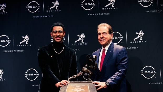 Nick Saban, Bryce Young at the 2021 Heisman Trophy Ceremony