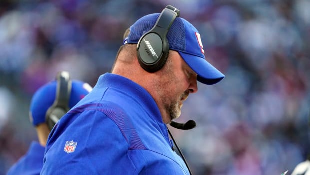 New York Giants offensive coordinator Freddie Kitchens in the second half at MetLife Stadium. The Giants fall to the Cowboys, 21-6, on Sunday, Dec. 19, 2021, in East Rutherford.