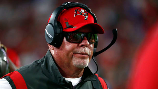 Bruce Arians on the sideline during the Bucs' victory over the Bills