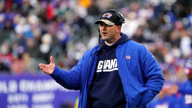 New York Giants head coach Joe Judge in the second half at MetLife Stadium. The Giants fall to the Cowboys, 21-6, on Sunday, Dec. 19, 2021, in East Rutherford.