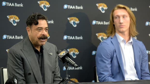 Shad Khan (left) and Trevor Lawrence (right).