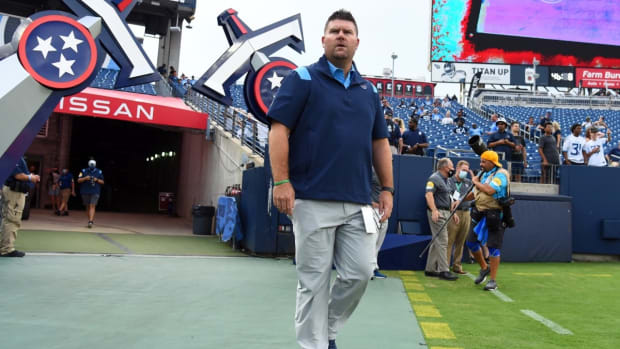 Tennessee Titans general manager Jon Robinson before the game against the Chicago Bears at Nissan Stadium.