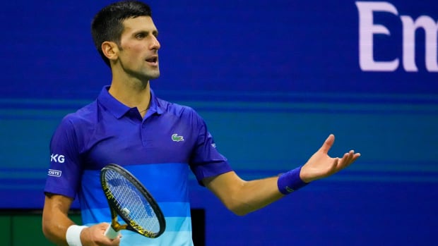 Novak Djokovic playing at the U.S. Open