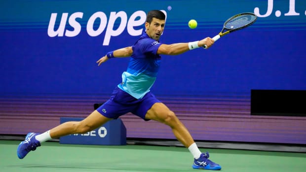 Novak Djokovic playing at the U.S. Open.