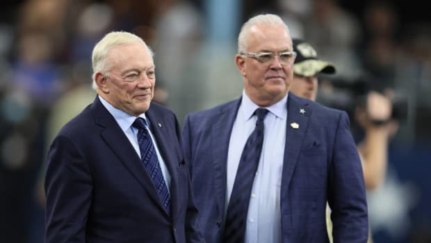 Cowboys owner Jerry Jones and his son Stephen, the team's executive vice president.