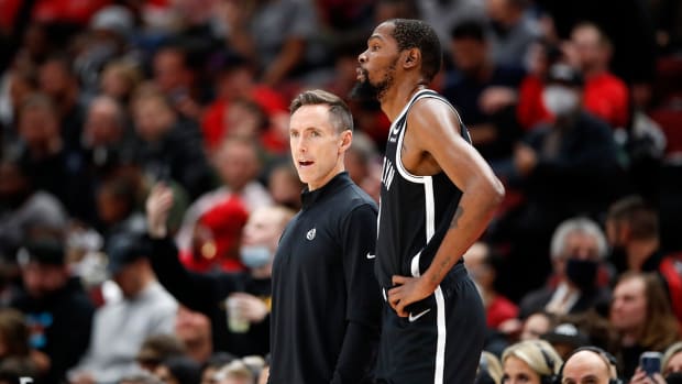 Steve Nash and Kevin Durant with the Nets.