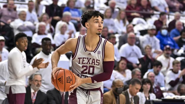 Texas A&M Aggies guard Andre Gordon (20) looks to pass the ball during the first half against the Kentucky Wildcats at Reed Arena. Gordon was chosen to be the focus of boos for tonight's game at Arkansas.