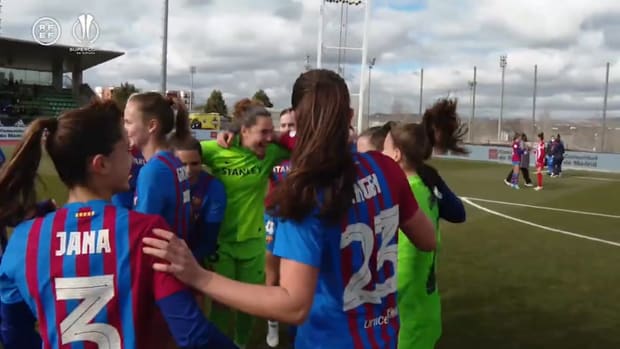FC Barcelona Women celebrations after winning 2022 Spanish Super Cup